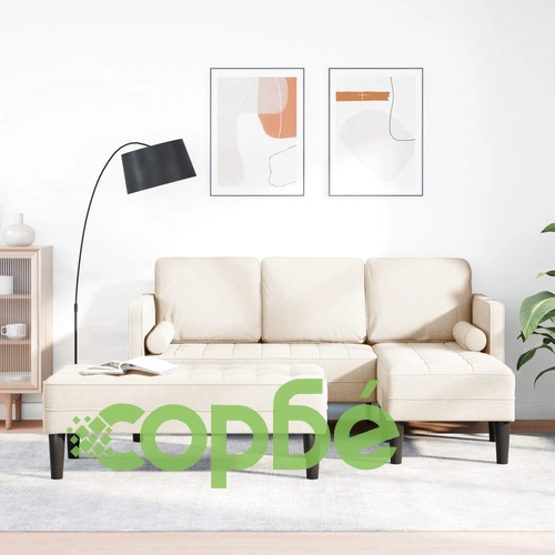 2-Части Диван Комплект с Възглавници от Лен - Бежов ➤ топ цена ➤ sorbe.bg