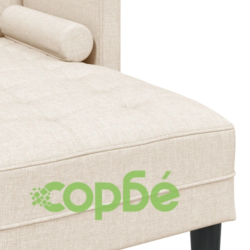 2-Части Диван Комплект с Възглавници от Лен - Бежов ➤ топ цена ➤ sorbe.bg