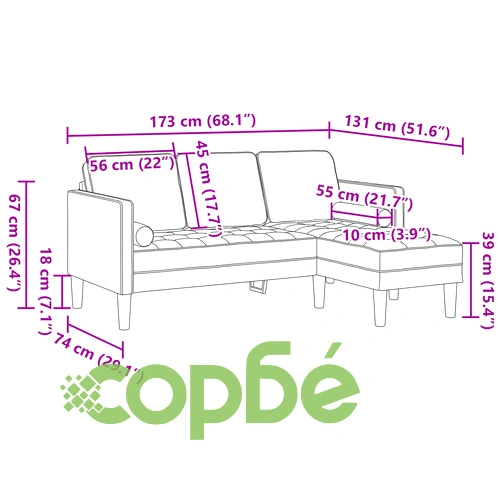 2-Части Диван Комплект с Възглавници от Лен - Бежов ➤ топ цена ➤ sorbe.bg