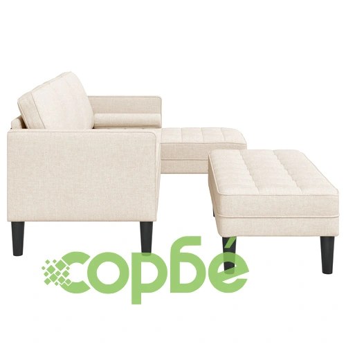 2-Части Диван Комплект с Възглавници от Лен - Бежов ➤ топ цена ➤ sorbe.bg