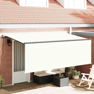Ръчен сгъваем навес с щора крем 400 x 200 cm