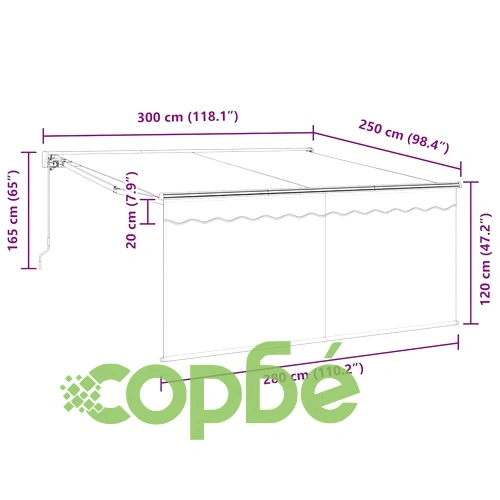 Ръчен сгъваем навес с антрацитова тента 300 x 250 cm ➤ топ цена ➤ sorbe.bg