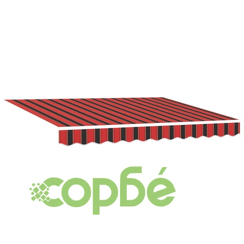 Ръчен прибираем сенник с LED осветление, оранжево-кафяв, 300x250 см, полиестер ➤ топ цена ➤ sorbe.bg