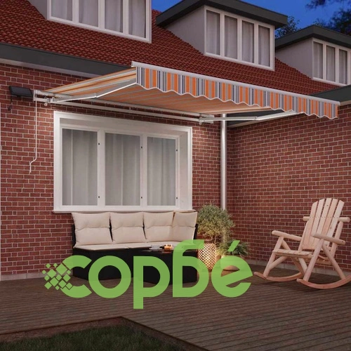 Ръчен сгъваем навес с LED лента 300x250 см многоцветен ➤ топ цена ➤ sorbe.bg