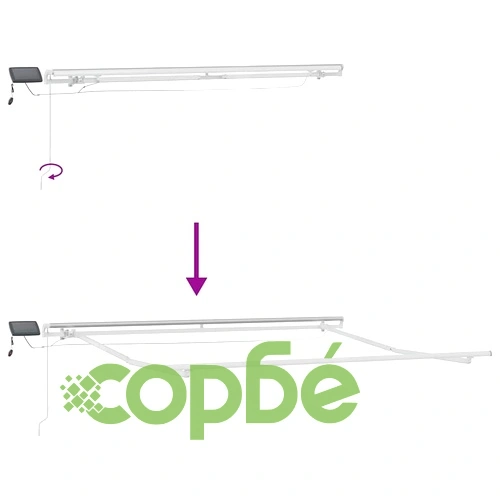 Ръчен сгъваем навес с LED ленти 300 x 250 см многоцветен ➤ топ цена ➤ sorbe.bg