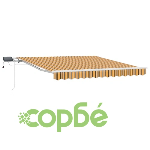 Ръчен сгъваем навес с LED ленти 300 x 250 см многоцветен ➤ топ цена ➤ sorbe.bg