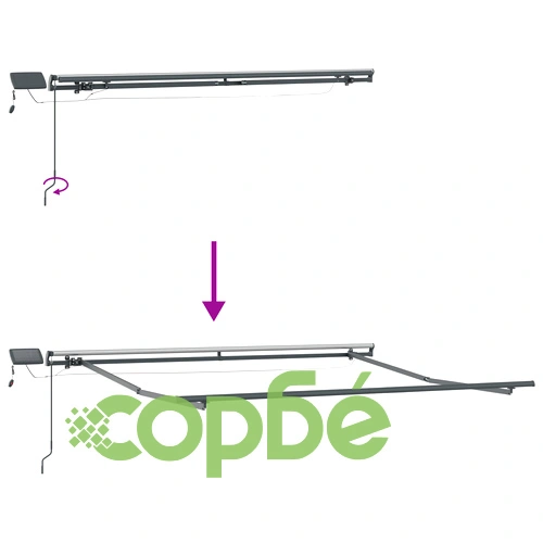 Ръчен прибираем сенник с LED осветление, бежов, 300x250 см ➤ топ цена ➤ sorbe.bg