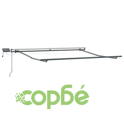 Ръчен прибираем сенник с LED осветление, бежов, 300x250 см ➤ топ цена ➤ sorbe.bg