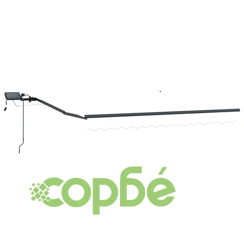 Ръчен прибираем сенник с LED, бял, 300x250 см, с тъкан за подмяна на рамка 3x2.5 м ➤ топ цена ➤ sorbe.bg