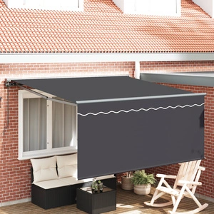 Ръчен сгъваем навес с щора антрацит 350 x 250 cm