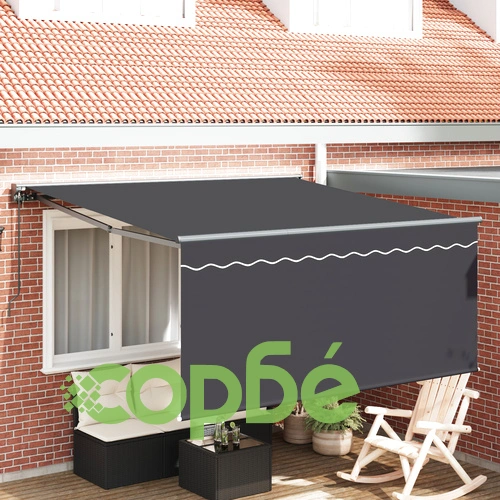 Ръчен сгъваем навес с щора антрацит 350 x 250 cm ➤ топ цена ➤ sorbe.bg