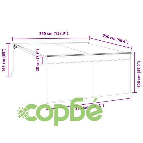 Ръчен сгъваем навес с щора антрацит 350 x 250 cm ➤ топ цена ➤ sorbe.bg