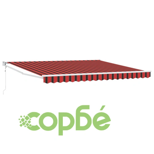 Ръчен прибираем сенник с LED осветление, оранжево-кафяв, 350x250 см ➤ топ цена ➤ sorbe.bg