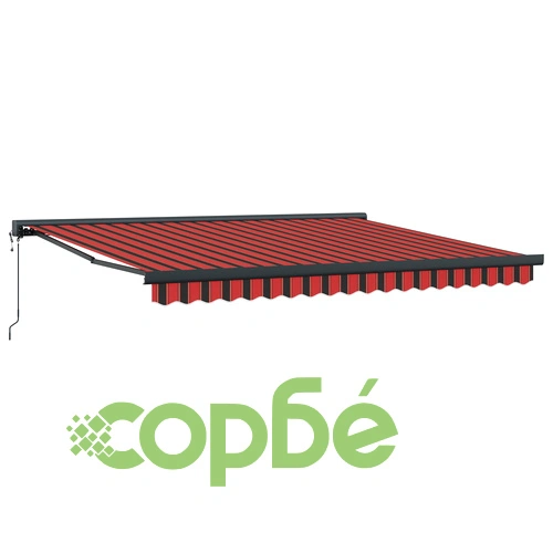 Ръчен прибираем сенник с LED осветление, оранжево-кафяв, 350x250 см ➤ топ цена ➤ sorbe.bg