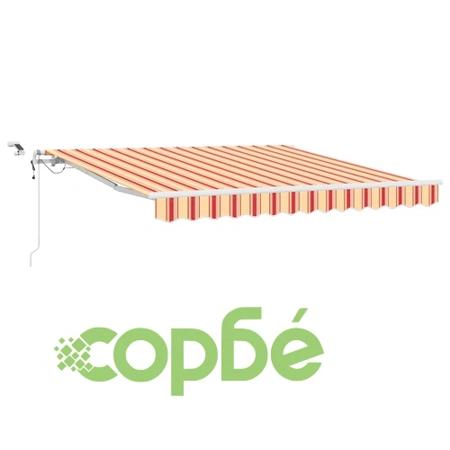 Автоматичен сгъваем навес с LED осветление - Жълто и Оранжево 350 x 250 cm, Плат и метал ➤ топ цена ➤ sorbe.bg
