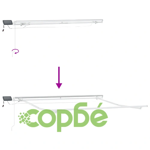 Ръчен прибираем сенник с LED светлина, светлосив, 350x250 см ➤ топ цена ➤ sorbe.bg