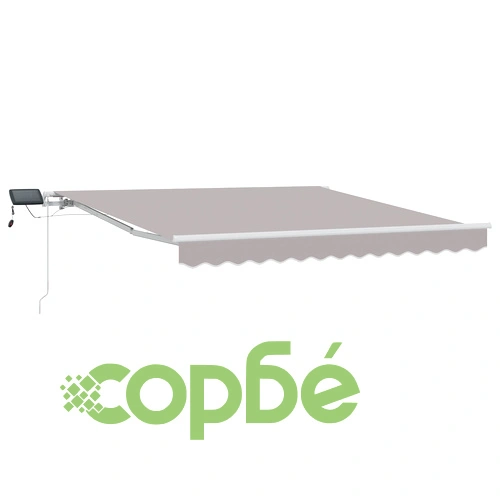 Ръчен прибираем сенник с LED светлина, светлосив, 350x250 см ➤ топ цена ➤ sorbe.bg