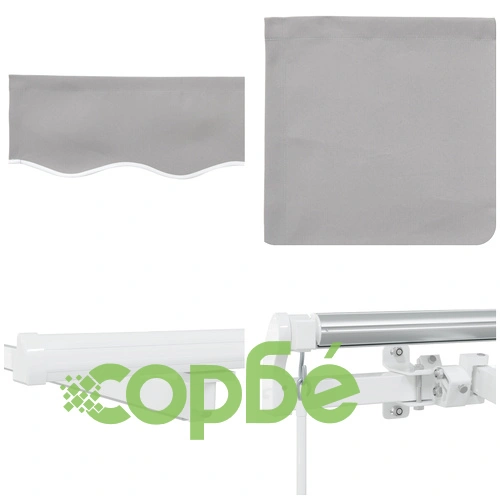 Ръчен прибираем сенник с LED светлина, светлосив, 350x250 см ➤ топ цена ➤ sorbe.bg