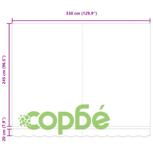 Ръчен прибираем сенник с LED осветление, зелено-бял, 350x250 см, с подменяема полиестерна плат ➤ топ цена ➤ sorbe.bg