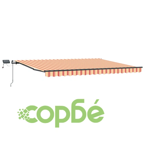 Ръчно прибираем сенник с LED осветление, жълто-оранжев, 400x300 см, полиестер ➤ топ цена ➤ sorbe.bg