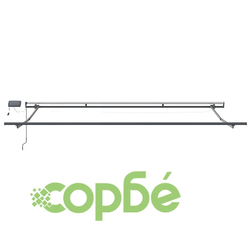 Ръчен Прибираем Сенник с LED Бежов 400x300 см, Полиестерен Плат ➤ топ цена ➤ sorbe.bg