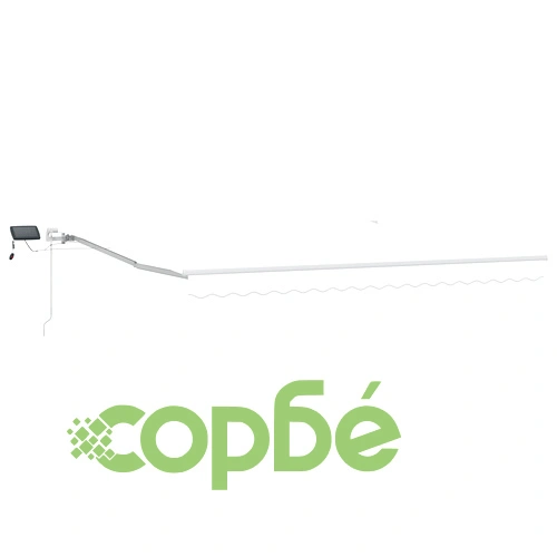 Ръчен прибираем сенник с LED осветление бял 400x300 см от алуминий и полиестер ➤ топ цена ➤ sorbe.bg
