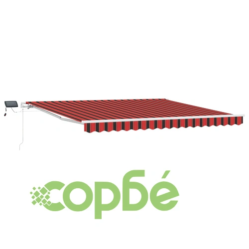 Ръчен прибираем сенник с LED осветление, оранжево-кафяв, 400x350 см, полиестер ➤ топ цена ➤ sorbe.bg