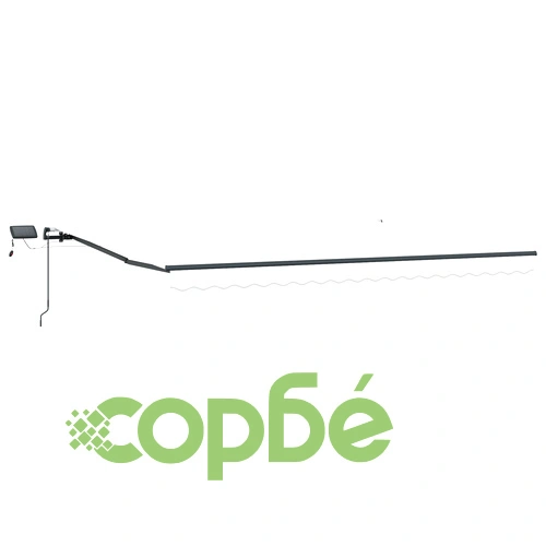 Ръчен прибираем сенник с LED осветление, Бял, 400x350 см, с акрилен текстил ➤ топ цена ➤ sorbe.bg