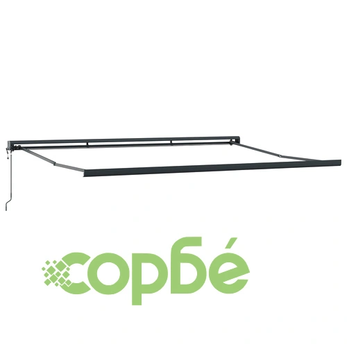Ръчен прибираем сенник с LED осветление, зелено-бял, 400 x 350 см ➤ топ цена ➤ sorbe.bg