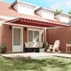 Автоматичен прибираем сенник от полиестер, червено-кафяв, 450x300 см
