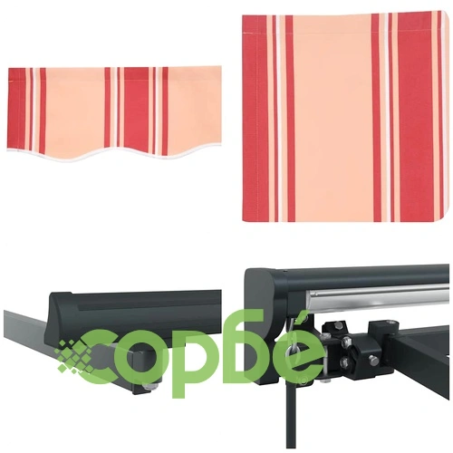 Ръчен изтегляем навес от текстил 450x300 см - жълт и оранжев ➤ топ цена ➤ sorbe.bg