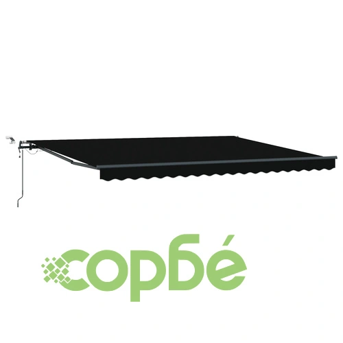 Автоматичен прибиращ се сенник с LED осветление, черен, 450x300 см, с тъкан за подмяна ➤ топ цена ➤ sorbe.bg