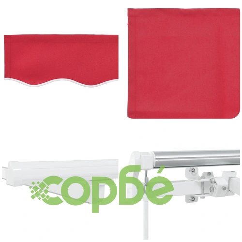 Ръчен прибираем сенник с LED осветление, червен, 450x300 см ➤ топ цена ➤ sorbe.bg