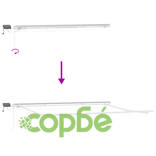 Ръчен прибираем сенник с LED осветление, червен, 450x300 см ➤ топ цена ➤ sorbe.bg