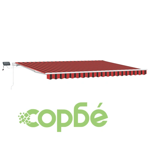 Ръчен прибираем сенник с LED осветление, оранжево-кафяв, 450x350 см ➤ топ цена ➤ sorbe.bg