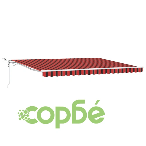 Автоматичен прибираем сенник с LED осветление, оранжево-кафяв, 450x350 см, полиестер ➤ топ цена ➤ sorbe.bg