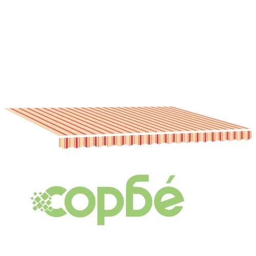 Ръчен прибираем сенник с LED осветление, жълто-оранжев, 450x350 см, полиестер ➤ топ цена ➤ sorbe.bg