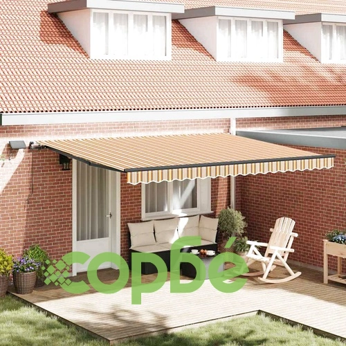 Сгъваем навес с LED осветление, многоцветен, 450 × 350 cm, текстил ➤ топ цена ➤ sorbe.bg