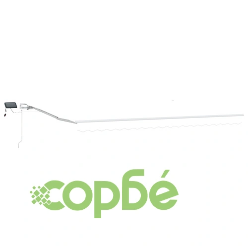Ръчен прибираем сенник с LED осветление, бял, 450x350 см, акрилна тъкан ➤ топ цена ➤ sorbe.bg