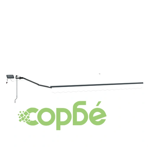 Ръчен прибираем сенник с LED осветление, бял, 450x350 см, полиестерна тъкан ➤ топ цена ➤ sorbe.bg