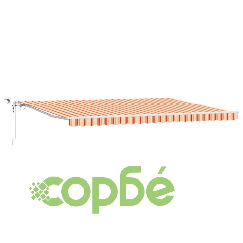 Автоматичен прибиращ се сенник с LED осветление, жълто-оранжев, 500x300 см, полиестер ➤ топ цена ➤ sorbe.bg