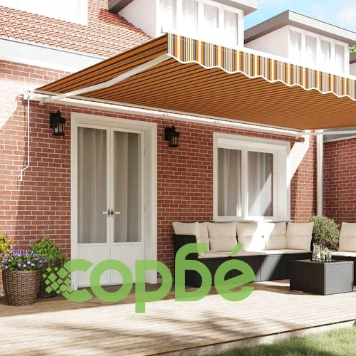 Автоматичен прибираем навес 500×300 см многоцветен раиран ➤ топ цена ➤ sorbe.bg