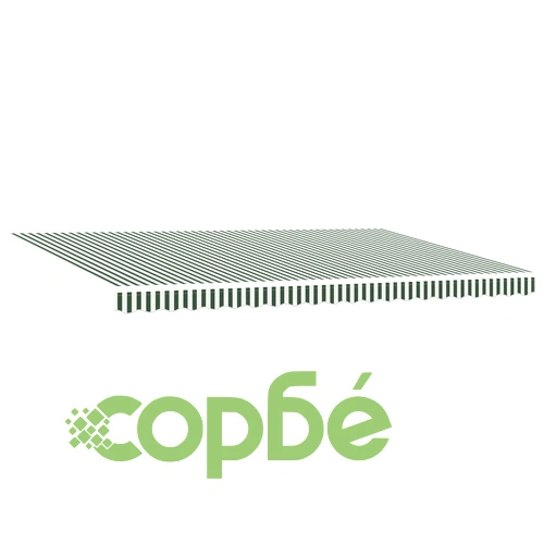 Ръчен изтегляем сенник с LED осветление, зелено-бял, 500x300 см, алуминиева рамка ➤ топ цена ➤ sorbe.bg