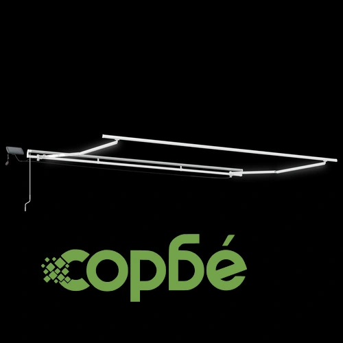 Ръчен изтегляем сенник с LED осветление, зелено-бял, 500x300 см, алуминиева рамка ➤ топ цена ➤ sorbe.bg