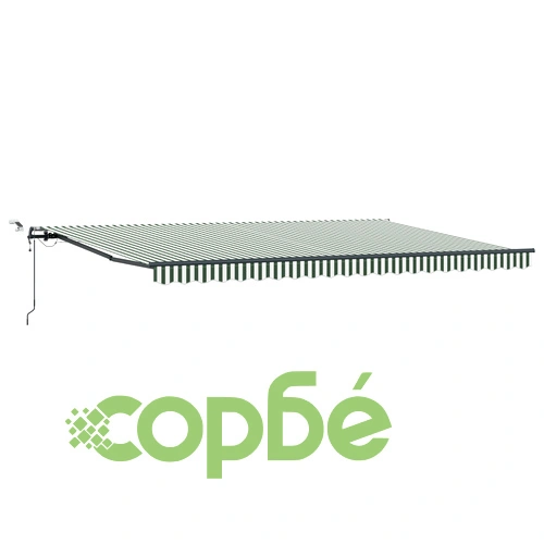 Автоматичен прибиращ се навес с LED осветление, зелено-бял, 500x300 см, метална конструкция ➤ топ цена ➤ sorbe.bg
