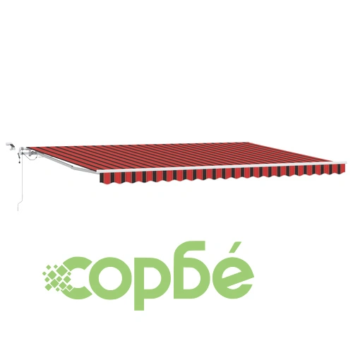 Автоматичен прибиращ се сенник с LED осветление, оранжево-кафяв, 500x350 см, полиестер ➤ топ цена ➤ sorbe.bg