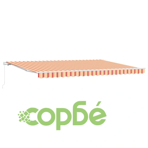 Ръчен прибираем сенник с жълти и оранжеви райета 500x350 см ➤ топ цена ➤ sorbe.bg