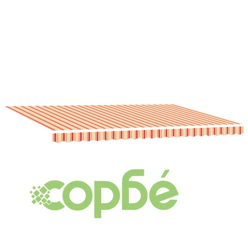Ръчен прибираем сенник с жълти и оранжеви райета 500x350 см ➤ топ цена ➤ sorbe.bg