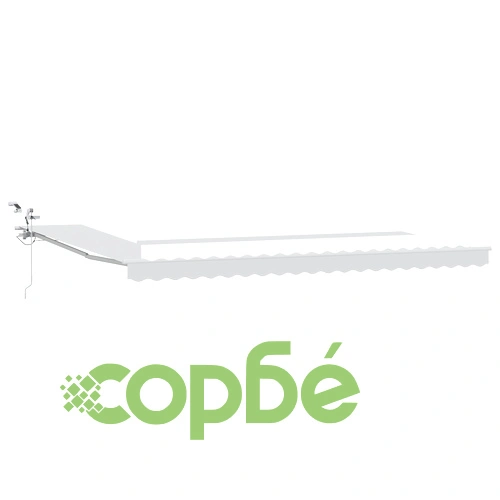 Автоматичен прибираем сенник с LED осветление, бял, 500x350 см, полиестер ➤ топ цена ➤ sorbe.bg