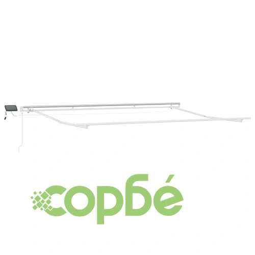 Ръчен прибираем сенник с LED осветление, зелено-жълт, 500x350 см, със сменяема тъкан ➤ топ цена ➤ sorbe.bg